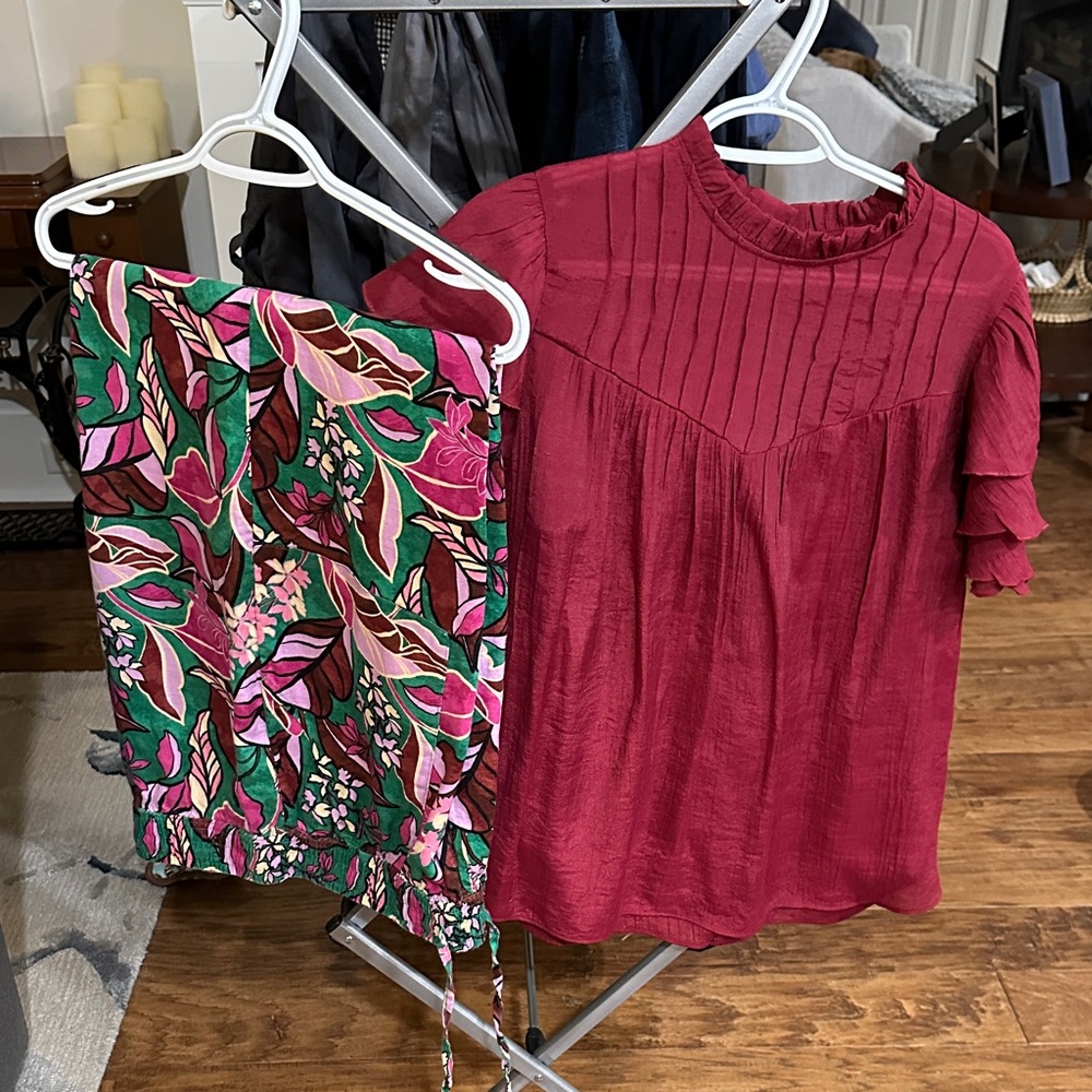 NWOT: Cynthia Rowley, Vibrant Floral Wide Leg Pants, Size L - Picture 2 of 2